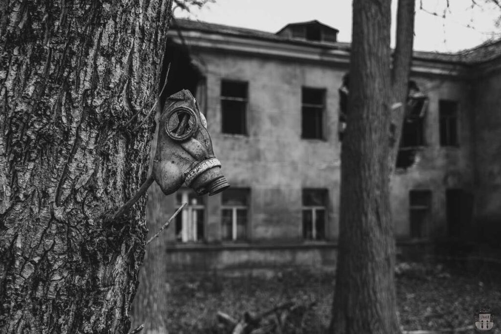 Gas mask abandoned post-Soviet places